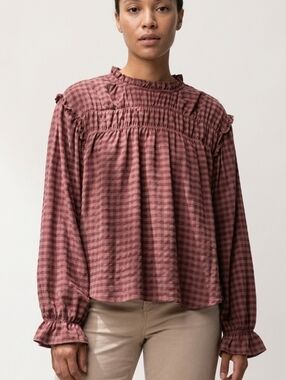 Gingham Long Sleeve Blouse